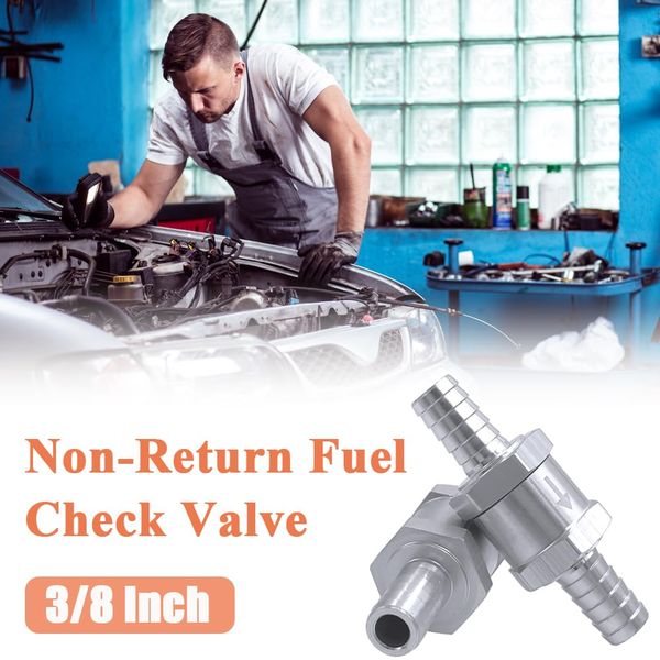 Mesee 2-Pack 3/8" 10mm Fuel Non Return One Way Check Valve for Fuel Line Oil Petrol Diesel Water Aluminium Silve