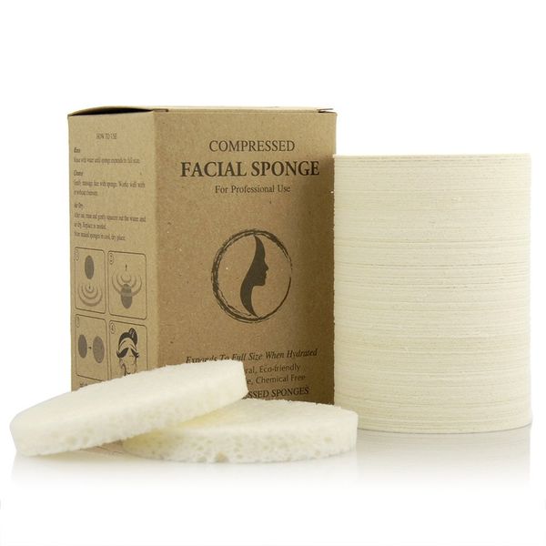 Facial Sponges - APPEARUS Compressed Natural Cellulose Face Sponge | Made in USA | Professional Spa Sponges for Face Cleansing, Massage, Pore Exfoliating, Mask, Makeup Removal (100 Count/White)