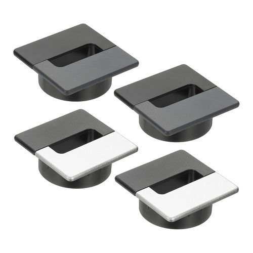 PATIKIL 2.4 Inch Desk Grommet, 4Pcs Cable Grommet Wire Management Cable Hole Cover Cord Organizer for Office Home Table Countertop, Black/Gray, Black/Silver