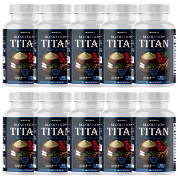 Blood Flow Titan Boost Pro Formula for Strength & Energy, 10 Bottles