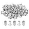 uxcell 120Pcs Rivet Nuts Flat Head, 1/4 Aluminum Alloy Threaded Insert Nuts Knurled Body