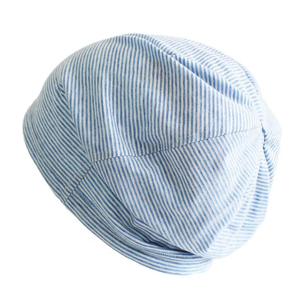 Kokoro Midsummer Medical Hat, Organic Thin Gauze Cap, Thinnest 0.01 inch (0.2 mm), blue border