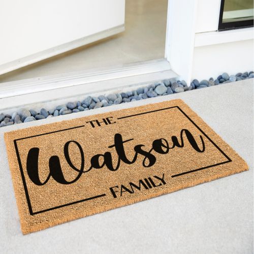 Custom Welcome Doormat with Family Name, Personalized Door Mat - 6 Designs & 3 Sizes - Door Mat with Anti-Slip Backing, Customize Doormat Outdoor Indoor Entrance