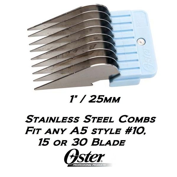 OSTER STAINLESS STEEL ATTACHMENT 1" COMB*Fit A5,Andis AGC SMC DBLC MBG Clipper