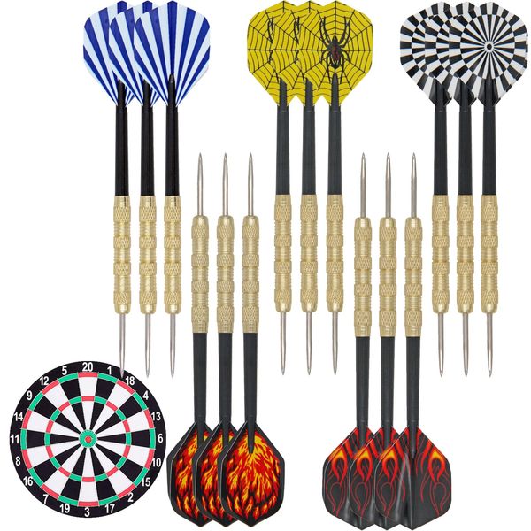 SUQ 15 Stück Dartpfeile, 14 Gramm Metallspitze Steel Darts Set, Profi Steel Darts Aluminium Schaft, für Aufnahmeraum, Mann Höhle, Bar und Spielzimmer, Anfänger Heimgebrauch, Dart-Spieler