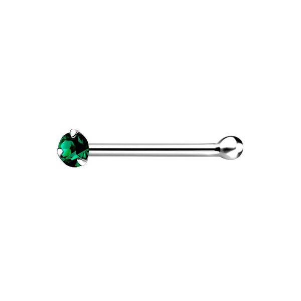 The Goldmine - 925 Sterling Silver Nose Bone Stud with Tiny 1.5mm Claw-Set CZ