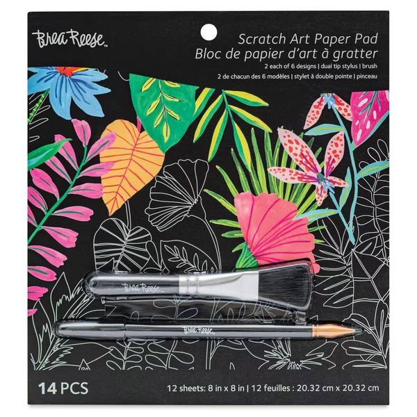 Brea Reese Scratch Art Paper Pad, Black, Metallic Gold
