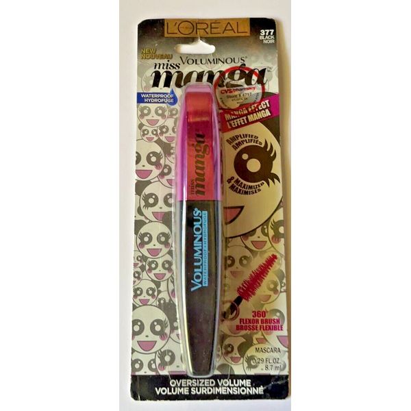L'Oreal Voluminous Miss Manga Effect Mascara Waterproof  BLACK 377