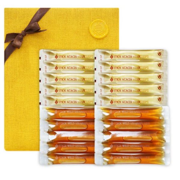 HONEYSPOON Stick Honey 20 Mix Honey Set, Acacia Honey 15g x 10pcs + Wildflower Honey 15g x 10pcs, 1pc, 20pcs