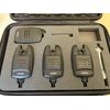 TMC 3 x Carp Bite Alarms & Receiver set, case, jacks, snag bars, Bright LED's