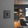 BG Electrical Single Intermediate Wall Light Switch, Screwless Front Plate, Round Edges, Evolve, Matt Black, 20A, 16AX, PCDMB13B