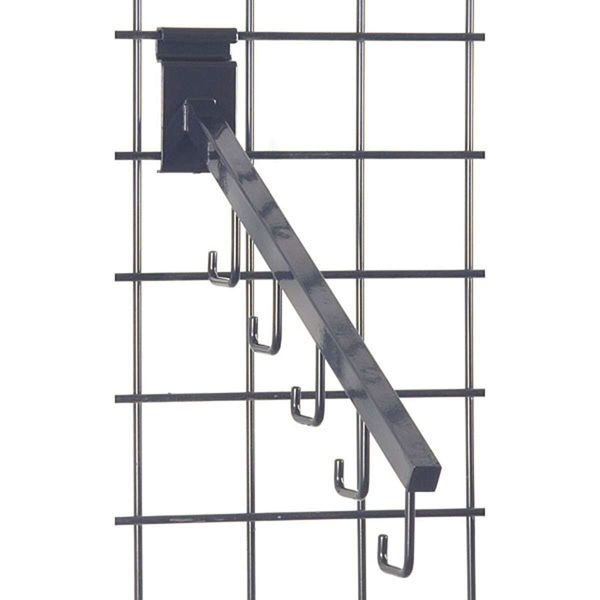 Gridwall 5 Hook Waterfall in Black - 16 Inches Long