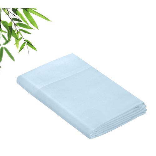 Royale Linens Bamboo Viscose Twin Flat Sheets Only - Cooling Sheets - Organic Viscose Derived from Bamboo - Twin Size Flat Sheet Only - Top Sheet - Breathable & Silky Bedding (Twin, Lake Blue)