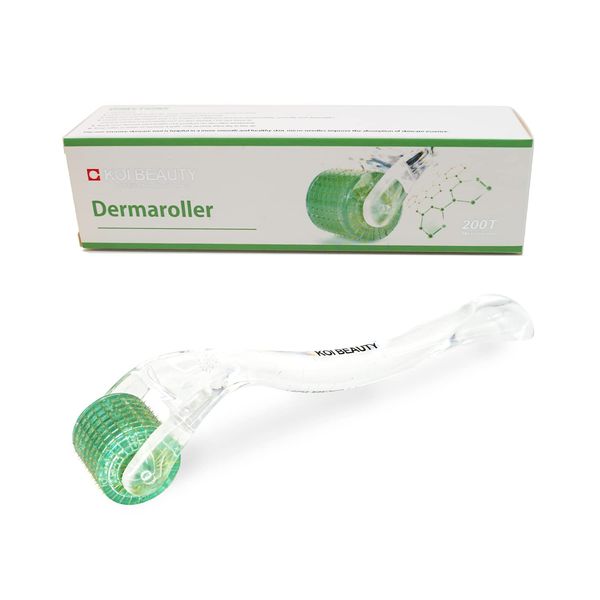 KOI BEAUTY Dermaroller 1mm mit 200 ECHTE NADELN, Bartroller für Bartwuchs, Professionelles Microneedling Derma Roller für Haarwuchs, Micro Needling Nadelroller für Gesicht Körper Beard Zuhause