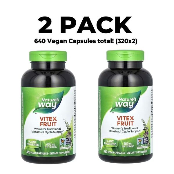 Nature's Way, Vitex Fruit, 2 PACK, 400 mg per serving, 320 Vegan Capsules each