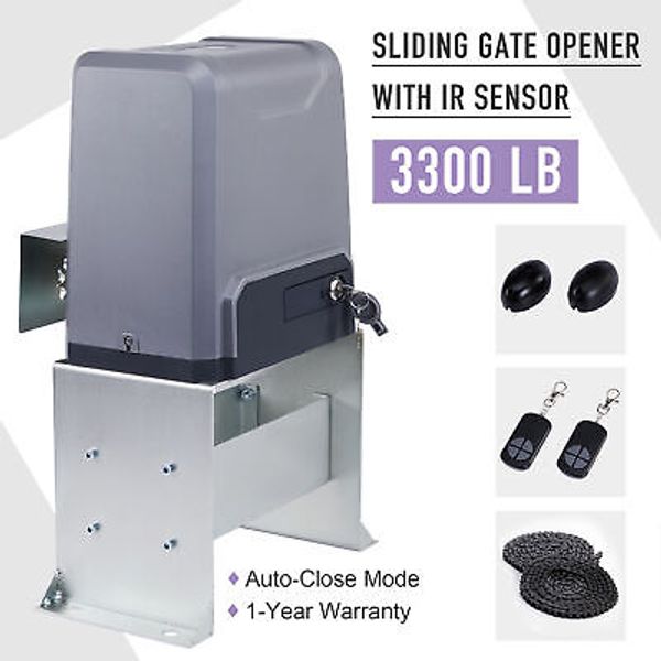 Smart Sliding Gate Opener with IR Sensors Remote Controls 3300lb 550W Motor