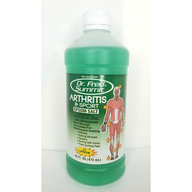 2 Dr Fred Summit ARTHRITIS & SPORT Epsom Salt RUBBING ALCOHOL 16 oz (505)