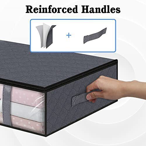 Storage Bins,3-Pack Clothes Storage, Foldable Blanket Storage 3 Pack Gray