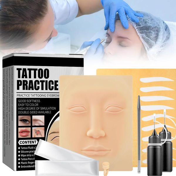 Tattoo Werkzeug, Semipermanentes Tattoo-Übungswerkzeug-Kit, Tattoo Übungshaut Tattoo Übungs Permanent MakeupTool, Starterset übungshaut Permanent Make up Set mit Werkzeug für Übung