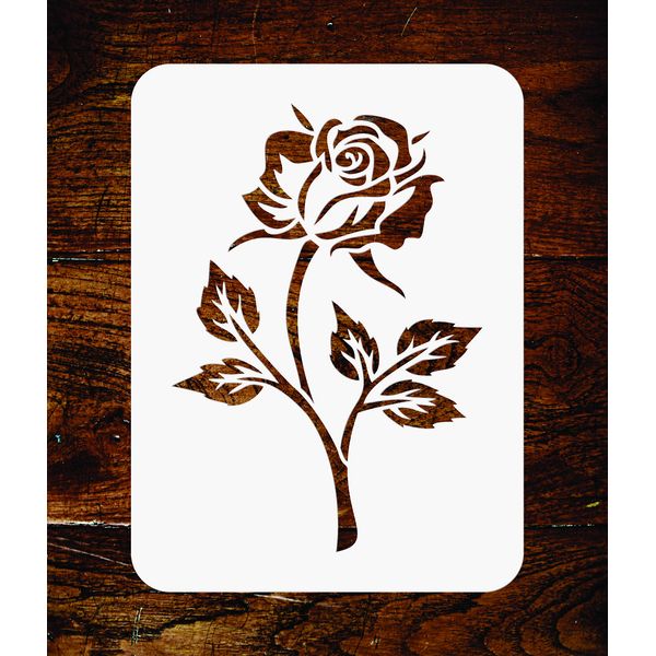 Schablone mit einer Rose, wiederverwendbar, 7,5 x 11,5 cm
