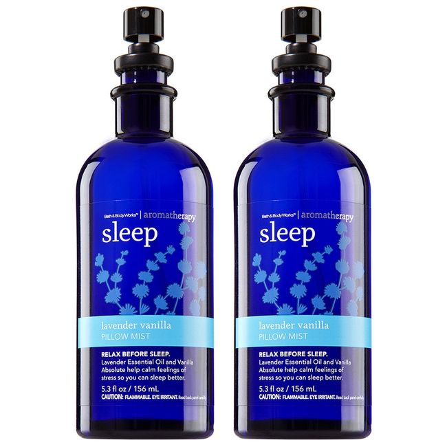 Bath & Body Works Aromatherapy Sleep Lavender Vanilla Pillow Mist, 5.3 Fl Oz, 2-Pack (Packaging May Vary)