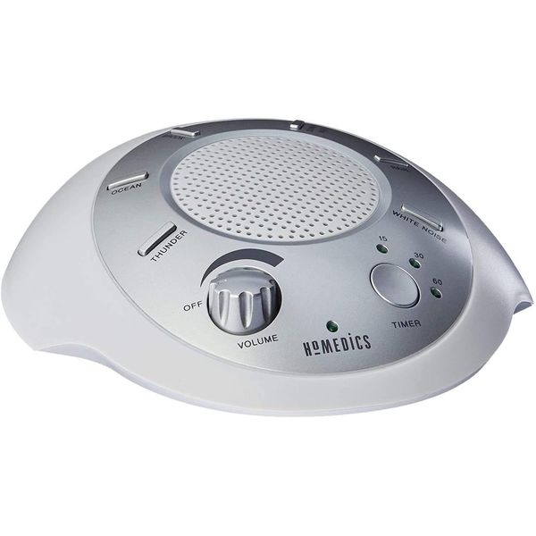 White Noise Sound Machine | Portable Sleep Therapy for Home, Office, Baby & Travel | 6 Relaxing & Soothing Nature Sounds, Battery or Adapter Charging Options, Auto-Off Timer | HoMedics