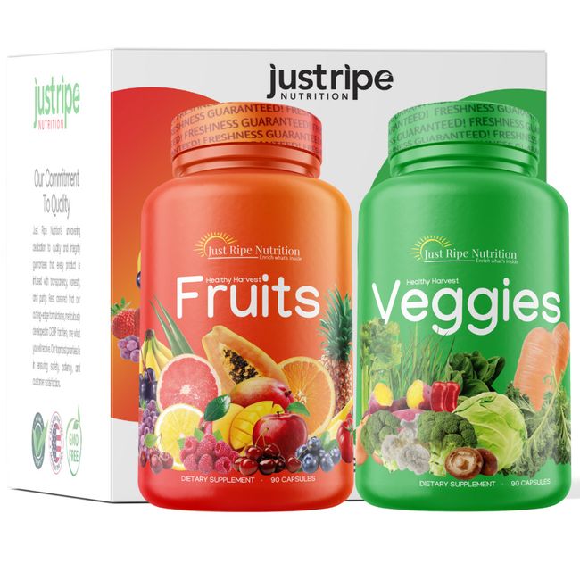 Fruits & Veggies 180 caps Supplement with Custom Box by Just Ripe Nutrition