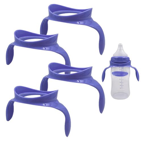 4-Pack Baby Bottle Handles Compatible with Lansinoh Bottles-Ergonomic, Easy-Grip Holders for Newborns and Infants Purple