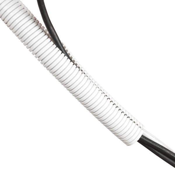 D-Line Cable Tidy Tube, Pre-Split Cable Sleeve, Flexible LDPE Electrical Conduit, PC Cable Management, TV Wire Hider - 32mm Diameter, 1.1m Length - White