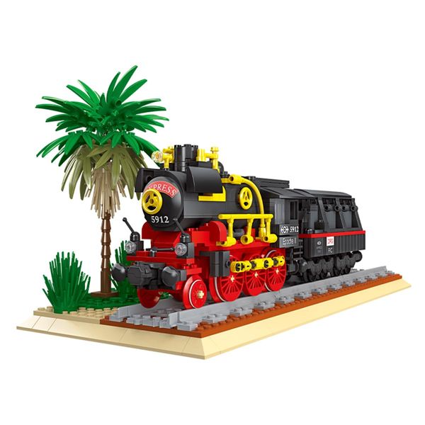 DAHONPA EpocheⅡ Vintage Steam Train Building Blocks Set - 676 Piece Classic Model, Model Train Building Kit with Train Tracks, Ideal and Parent-Child Interaction, Gift for Adults and Kids