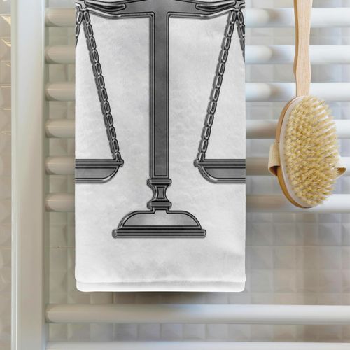 3dRose 22x30 Bath Hand Pool Towel - Elegant Silver Scales of Justice Digital Design – Law