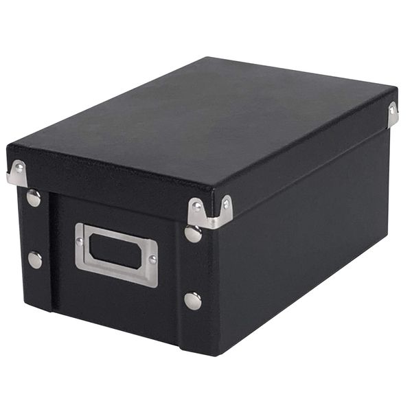 Snap-N-Store Index Card Holder Storage Box - Collapsible Organizer Box fits 1100 Flash Cards - Business, Recipe, or Note Card - 3 x 5, 1 Pack, Black