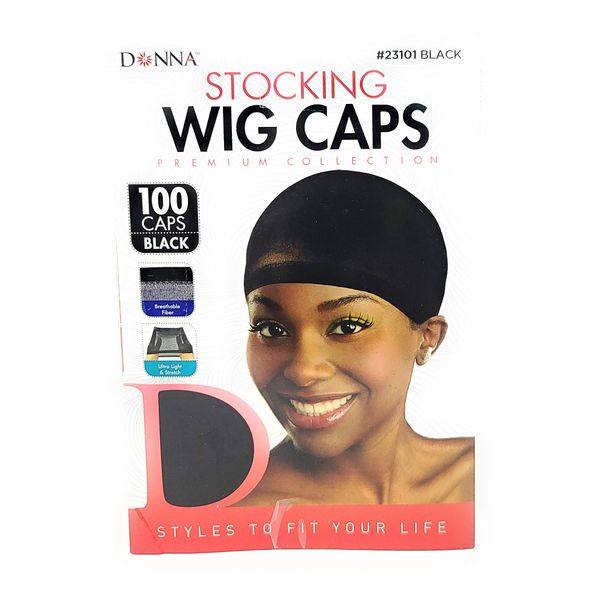 100 Value-Pack Premium-Collection Wig Caps (Multi-Pack) Black