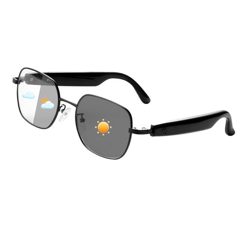 HAIXINDA Smart Glasses for Women Men, Anti-Blue Light & Photochromic Lens, Intelligent Touch, Open Ear Mic & Speakers, Hands Free Calling, Voice Assistant, Bluetooth Glasses for Indoor Outdoor