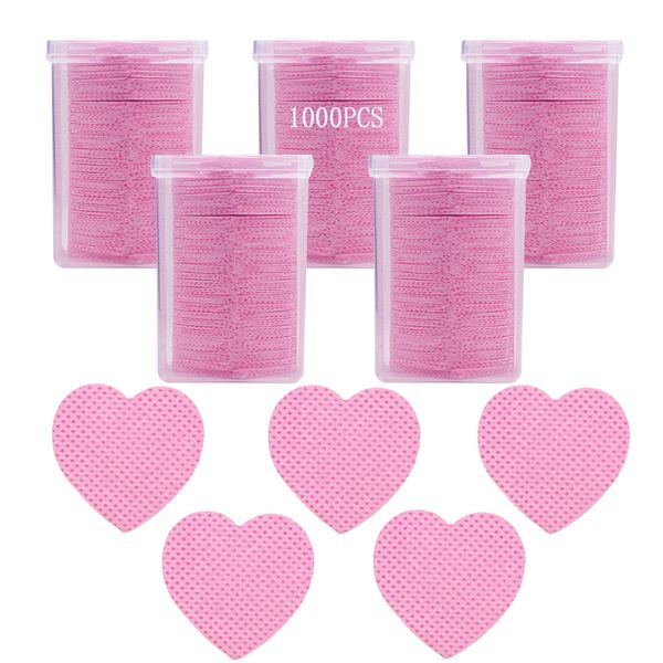 1000 PCS Lint Free Nail Wipes, Lash Glue Wipes Eyelash Extension Glue Wipes, Nail Polish Remover Wipes for Lash Extension Supplies, Nail Wipes for Gel Nail Polish Remover,Lash Glue Cleaning Pads, Pink