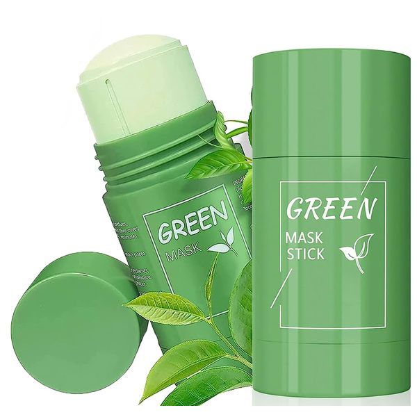 2 Pack Green Mask Stick, Grüntee Purifying Clay Green Tea Mask, , Natural Grüner Tee, Reinigende, Green Tea Cleansing Mask, Moisturizing Nourishing Skin