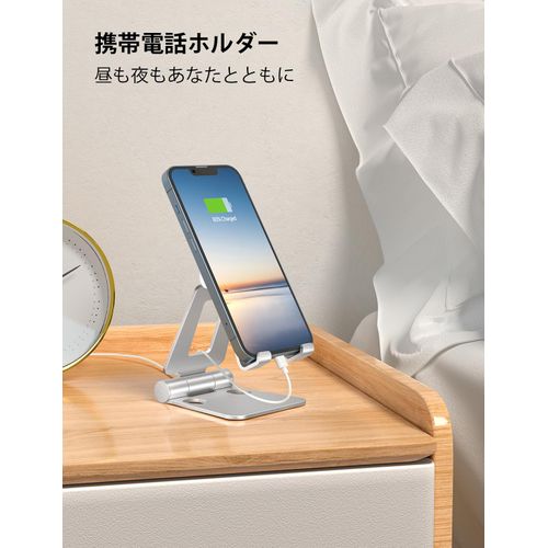 Nulaxy Dual Folding Cell Phone Stand, Fully Adjustable Foldable Desktop Phone Holder Cradle Dock Compatible with Phone 16 15 14 13 12 11 Pro Xs Xs Max Xr X 8, Nintendo Switch, All Phones - Silver