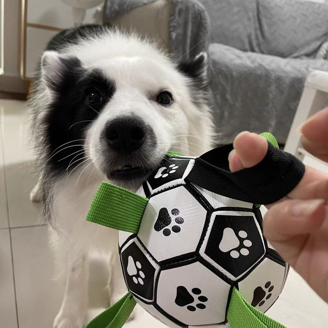 Dog Soccer Ball - Dog Ball Toys Dog Tug Toy with Upgrade Grab Taps,  Interactive Dog Toy