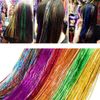 14 pcs Colorful Straight Hair Extensions, 4200 Strands Hair Tinsel Colored Clip in Hair Extensions Rainbow Straight Heat-Resistant Synthetic Hair Extensions (36.6 Inches)