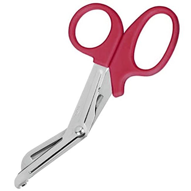 Utility Scissors 18cm Trauma Scissros, Tuff Cut Scissors, First Aid, Office, Home Plastic Handle Scissors (Red)