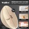 Banneton sourdough Basket Set - Walfos Round Bread Basket, 100% Natural Rattan - 25cm Bread Proofing Basket, Bread Lame, Dough Scraper, Cloth Liner, Storage Bag, Cleaning Brush & Bread Fork