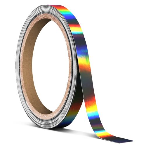 VViViD Black Holographic Lazer Chrome Air-Release Adhesive Vinyl Pinstripe Tape Roll (1/4 Inch x 20ft)