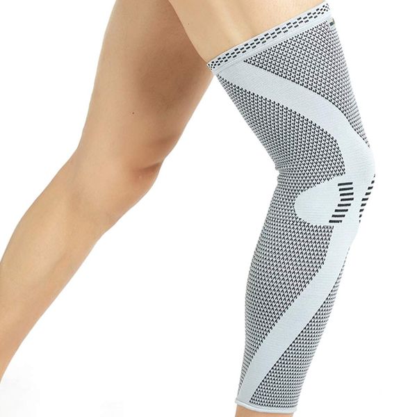 Neotech Care Leg and Knee Support Sleeve - Bamboo Fiber Knitted Fabric - Elastic & Breathable - Medium Compression - Grey Colour (Size XL, 1 Unit)