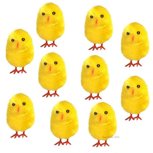 10 x Mini Plush Yellow Chicks Easter Egg Decorations by Easter