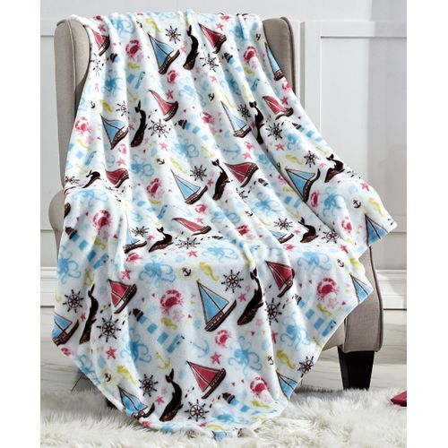Elegant Comfort Lightweight Printed Throw Blanket- All Season, Ultra Soft, Cozy and Plush- Decorative Throw Blankets, Perfect for Lounging, 50 x 60 inches, Sea Life, Throw Blanket