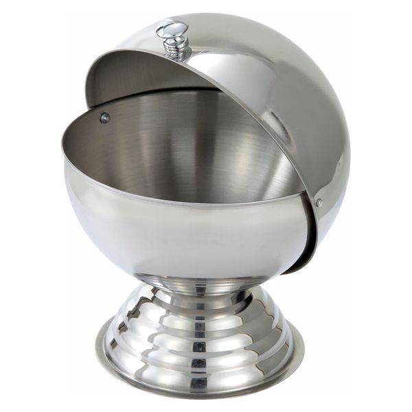 Winco 20 Ounce Sugar Bowl with Roll Top, Stainless Steel, Medium