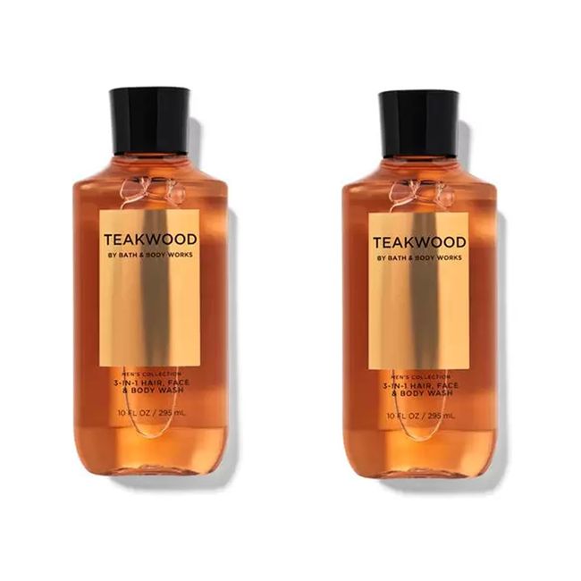 Bath and Body Works, Signature Collection Teakwood 2-in-1 Hair + Body Wash  (2 Pack)