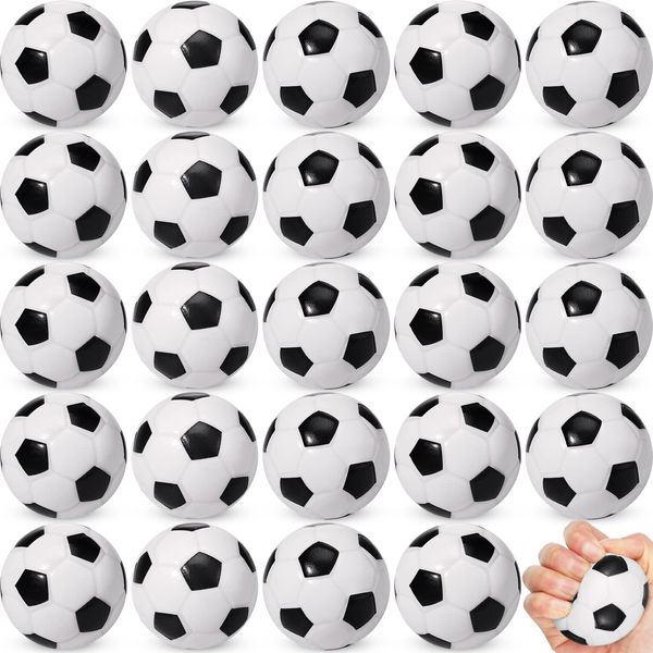 Vinsot 48 Packs Mini Soccer Ball Mini Foam Sports Balls 2.5 Inch Soccer Stress Balls Soccer Bouncy Balls White Black Small Foam Relaxable Balls for Anxiety Relief School Carnival Reward Party Gift