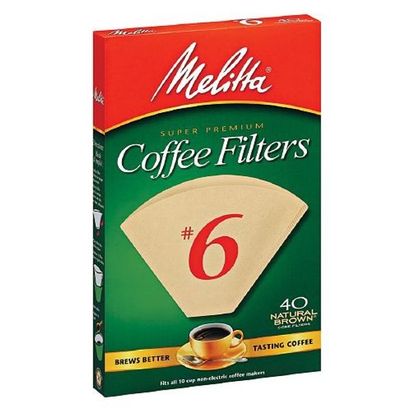 Melitta Natural Brown, Cone Coffee Filters #6 40 Ea (2)