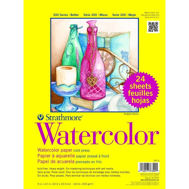 Strathmore Paper 300 Series Watercolor Class Pack, Cold Press, 1 Pack, Original Versio, 24 Sheets